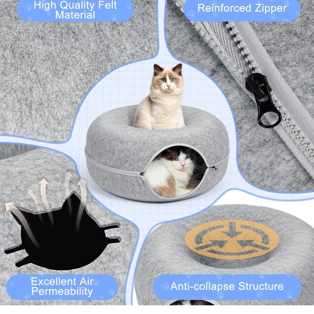 Cat Tunnel Bed With Ventilated Window For Indoor Cats, 20", Lig… - Picture 2 of 8